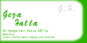 geza halla business card